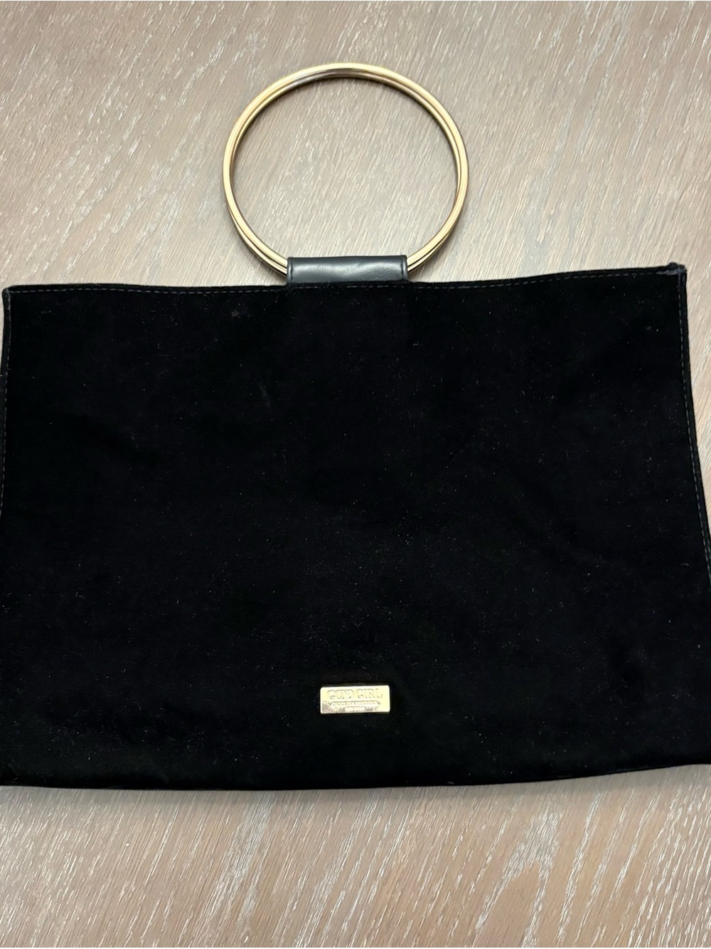 Carolina Herrera Good Girl Black Velvet Ring-Handle Clutch